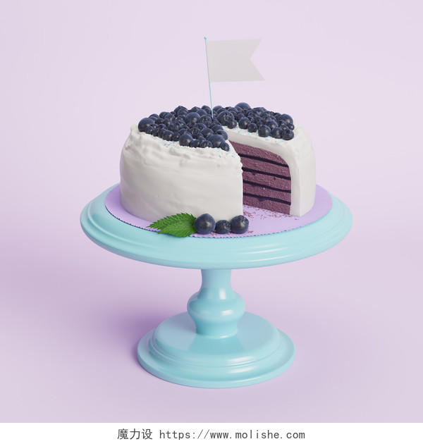 奶油芝士和沙漠菜蓝莓蛋糕